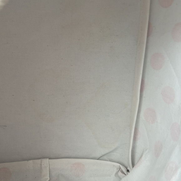 polkadot drawstring sack basket with leather like handles - Picture 9 of 11